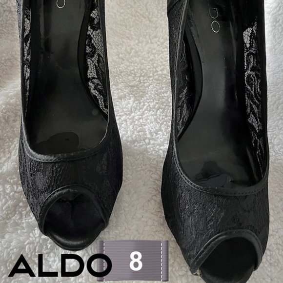 Aldo high heel open toe stilettos 4.5" Lace details - Picture 5 of 6